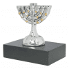 Silver Miniature Menorah – Golden Details
