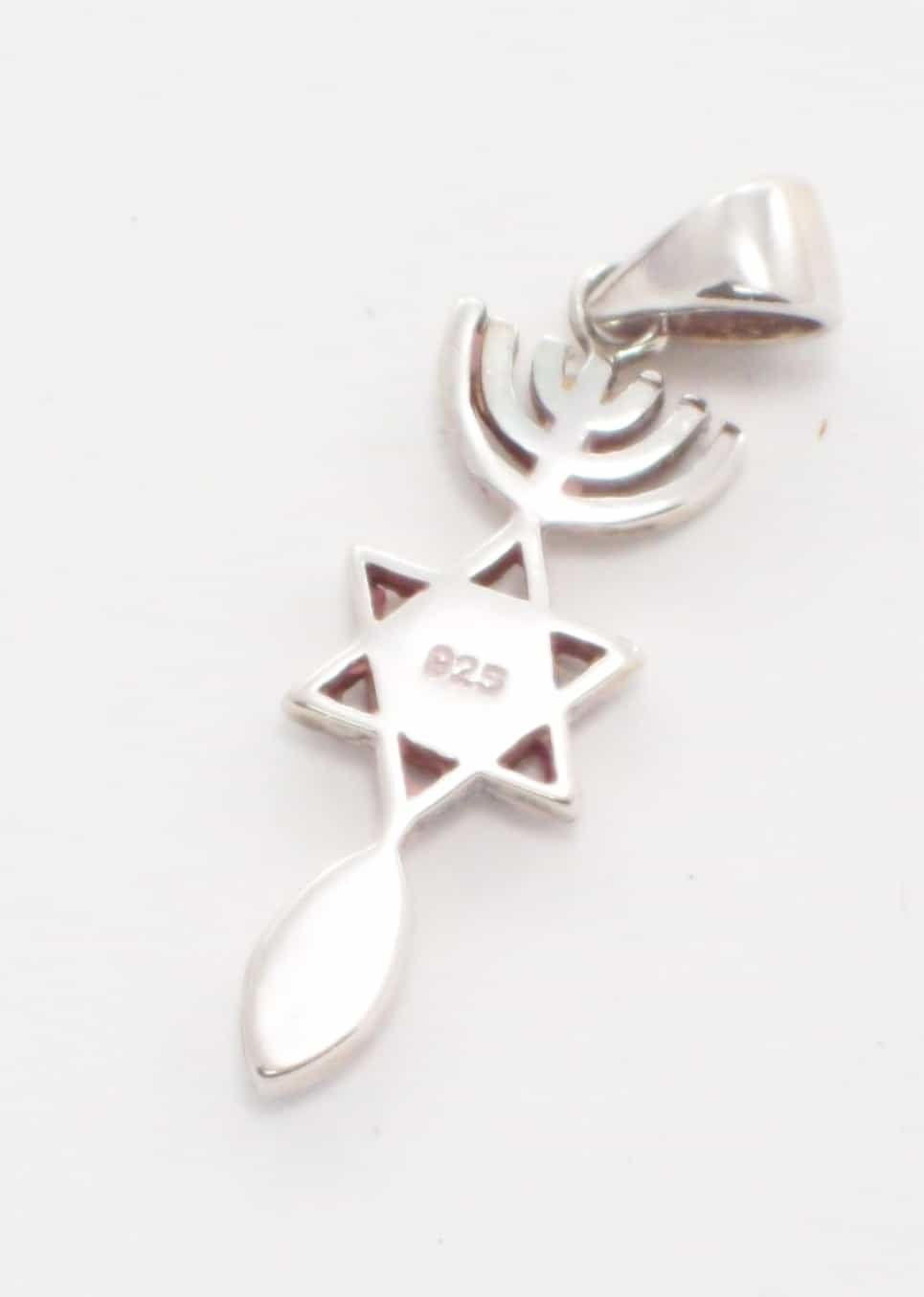 Grafted in Messianic Menorah Star of David Sterling silver 925 zircons & enamel 