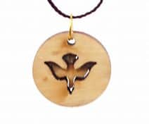 Holy Spirit Necklace Hand Made laser Engraved Olive Wood