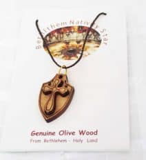 Olive Wood Laser Engraved Cross Pendant