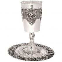 Large Communion Wine Cup Grapevine Mottif - Nickel