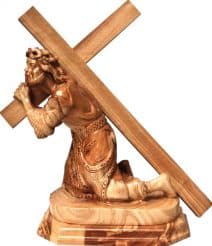 Hand Carved Olive Wood Jesus Christ carrying the Cross