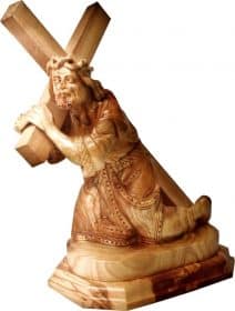 Hand Carved Olive Wood Jesus Christ carrying the Cross