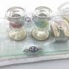 Glass Sabbath Candlesticks with Messianic Symbol,Holy Land View & Matches