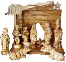 Hand Carved Holy Land Olive Wood Nativity Set 111 Figures 6.3