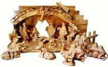 Hand Carved Holy Land Olive Wood Nativity Set 16 Figures 4.7