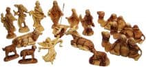 Hand Carved Holy Land Olive Wood Nativity Set 16 Figures 4.7