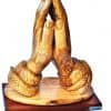 Olive Wood Praying Hands with Base Statue