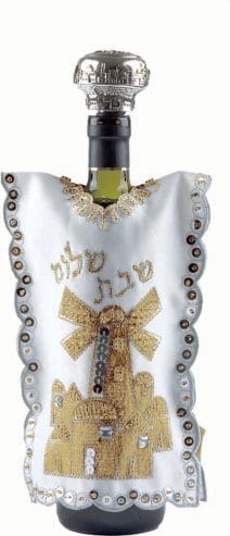 Wine Bottle Cover for Shabbat - Jerusalem in Gold