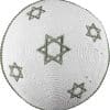 Knitted White Cotton Silver Stars of David Kippah - Holy Land Gift