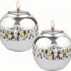 Candle Holder Bal with Jerusalem Stripe in Silver and Gold Plated
