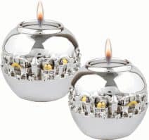 Candle Holder Bal with Jerusalem Stripe in Silver and Gold Plated