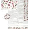 Embroidered Pomegranates White Tallit w/ Kippah &Tallit Bag