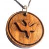 Holy Spirit Pendant Hand Made laser Engraved Olive Wood