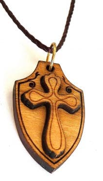  Olive Wood Laser Engraved Cross Pendant  
