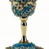 Jeweled Flowers Wine Cup - 24K Gold Plated in turquoise