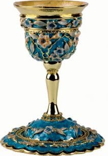 Jeweled Flowers Wine Cup - 24K Gold Plated in turquoise