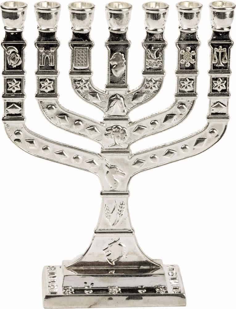 Twelve Tribes of Israel 7 Branch Menorah in SilverPlated