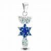 Grafted In Messianic Seal Pendant with White and Blue Zircon