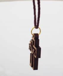 Cross With Jesus Name Engraved Pendant in Holy Land Olive Wood