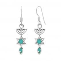  Grafted In Turquoise Enamel Earring- The Messianic Seal of Jerusalem 