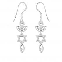  Sterling Silver Grafted In Earring- The Messianic Seal of Jerusalem 