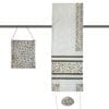 Embroidered Flowers Tallit Set in White