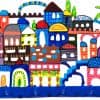 Yair Emanue Hand Painted & Laser Cut Wall Key Holder Jerusalem