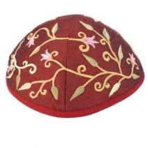 Embroidered Maroon Tallit Set Flowers
