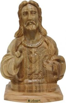 Sacred Heart of Jesus Bust Olive Wood