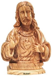 Sacred Heart of Jesus Bust Olive Wood