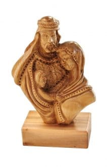 Olive Wood Holy Family Plaque Hand Carved Midi