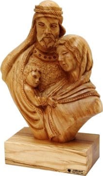 Olive Wood Holy Family Plaque Hand Carved Large