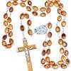 Olive Wood Jerusalem Rosary Prayer Necklace Catholic Cross Crucifix & Holy Soil