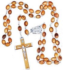 Olive Wood Jerusalem Rosary Prayer Necklace Catholic Cross Crucifix & Holy Soil