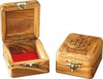 Olive Wood Jerusalem Rosary Box with Jerusalem Cross 
