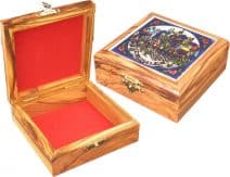Rosary Box with Jerusalem Scene in Ceramic on Top