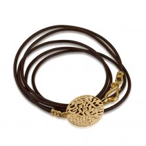 Fashion  Bracelet Hear O’ Israel  - Shema Israel Leather and Top Gold Plated