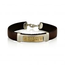 Bracelet Thou Shalt Love – Love and happiness -Leather 14K Gold & silver 925