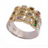 Silver & Gold Hoshen Band Ring with Genuine Gem Stones