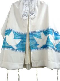 Hand Painted Prayer Shawl Doves