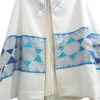Hand Painted Silk Tallit with Stars of David Silver Prayer Shawl