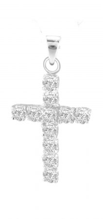 Sterling Silver Cross Pendant with White Zircon - Christian Jewelry - Holy Land WebStore