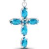 Sterling Silver Cross Pendant Aquamarine