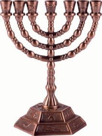 7 Branch Menorah 12 Tribes of Israel – Copper- 6.3″