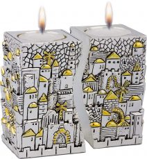 Fitted Jerusalem Candlesticks 925 Electroformed Silver