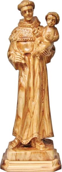 Olive Wood St. Anthony of Padua carrying infant Jesus