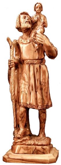 Olive Wood St. Christopher and child