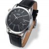 Dual Time Watch Black & Silver Wrist Watch by Adi