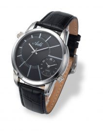 Dual Time Watch Black & Silver Wrist Watch by Adi